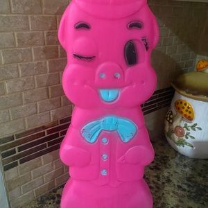 vintage pink blow mold,piggy bank